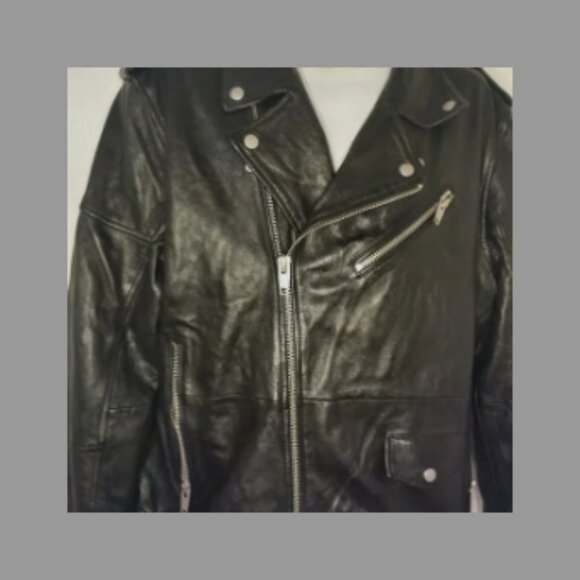 ZARA SHEEPSKIN LEATHER BIKER JACKET SIZE XXL - Picture 4 of 10